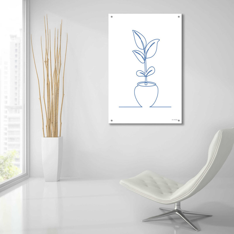 «One Line Plant II» par Seven Trees Design, art mural en verre acrylique, H 36 po x l 24 po x P 0,2 po
