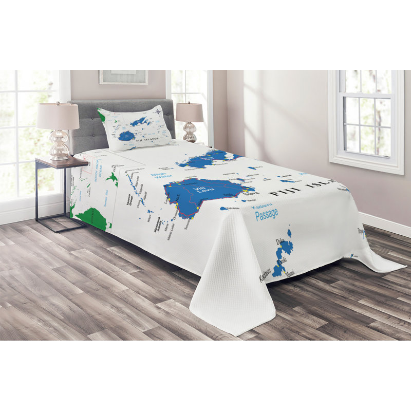 Fiji Eclectic Polyester Coverlet, Twin Bedspread + 1 Sham