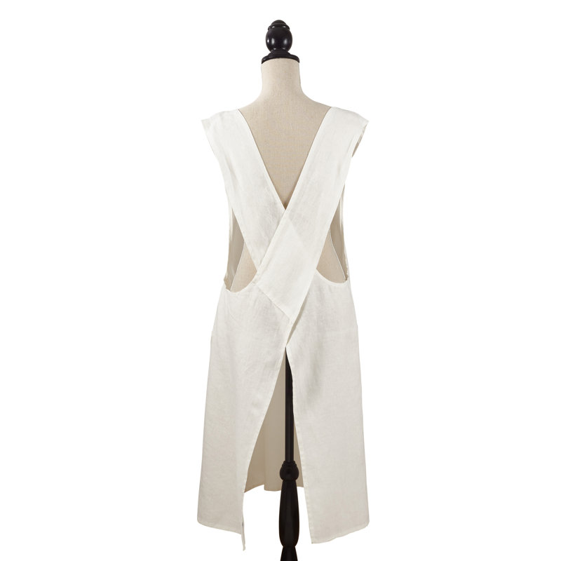 Myron Solid Color Linen Bib Apron, Ivory