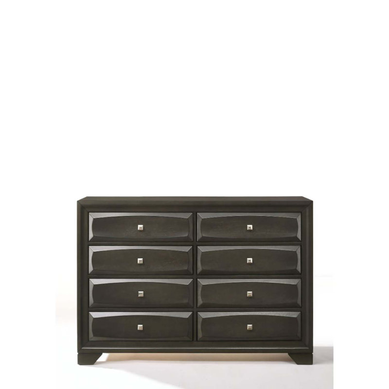 Commode 8 tiroirs Soteris, finition gris antique