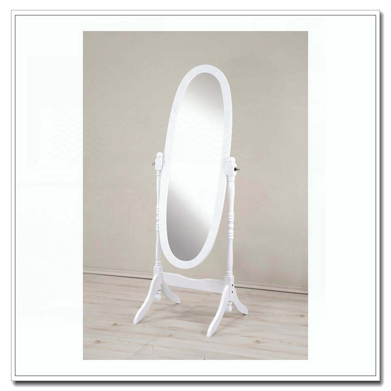 Wood Floor Mirror, White
