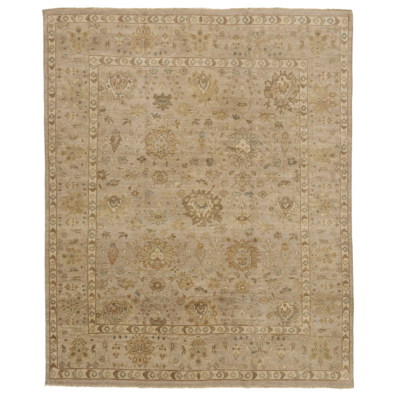 Barrow Wool Oriental Area Rug in Beige/Taupe, Rectangle 12' x 16'