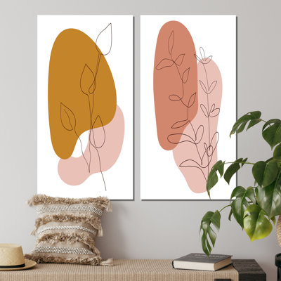 «Minimalist Pastel Leaves II», ensemble de 2 impressions