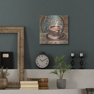 Art mural en métal luxueux «Coffee Brew Sign I» par Paul Brent, 24 po x 24 po