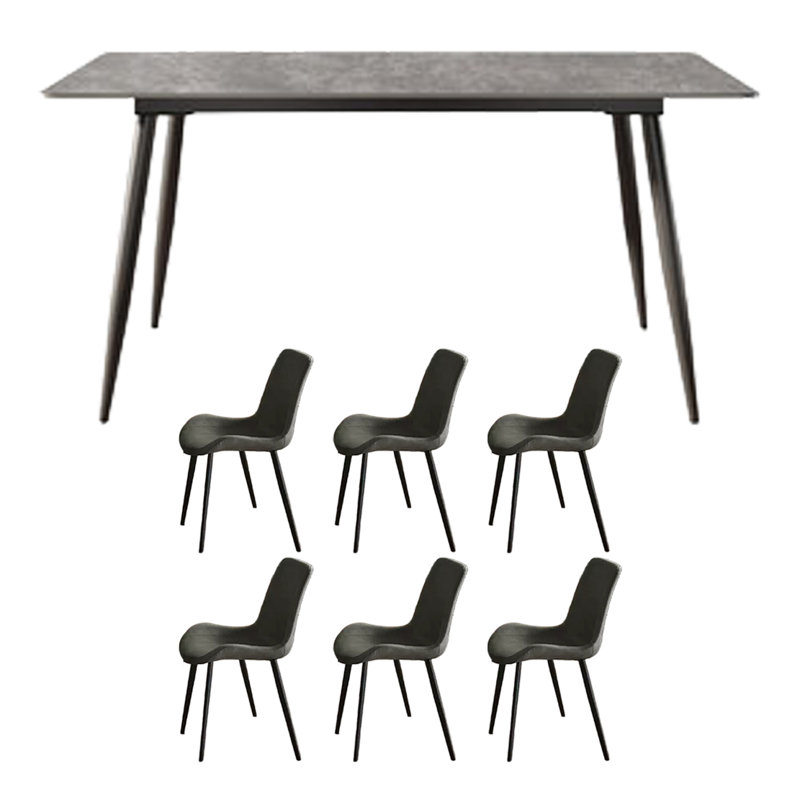 Table de salle à manger en pierre grise, H 29,52 po x L 62,99 po x l 31,49 po, 7