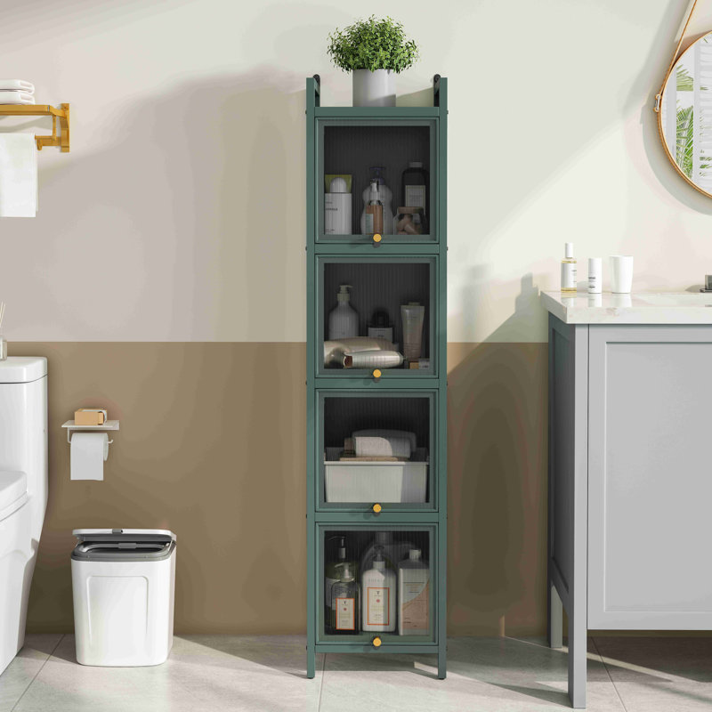 Armoire de porte moderne en verre à quatre niveaux avec rangement à cinq niveaux, pour le hall d'entrée, la salle de bain et la salle à manger