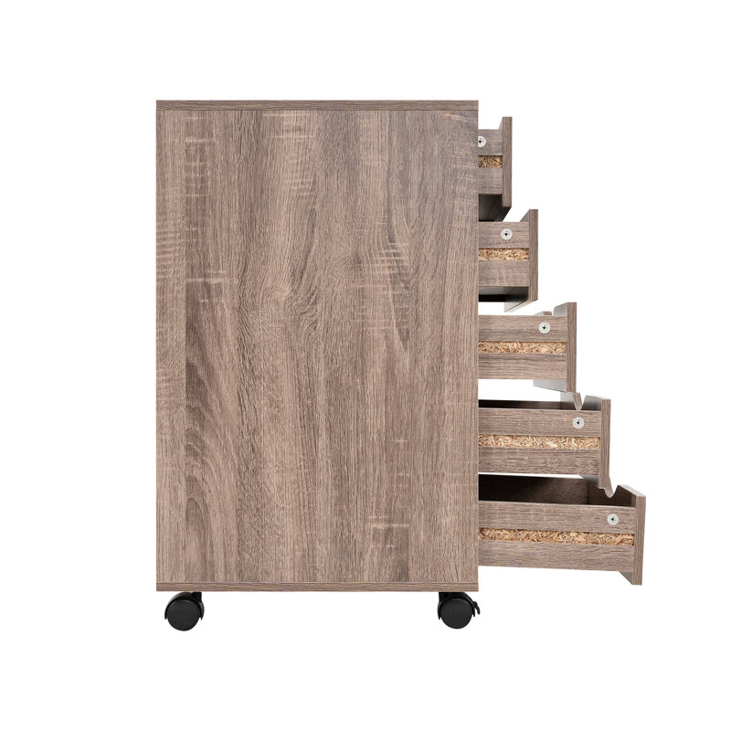 Classeur à 5 tiroirs Jamariona pour bureau personnel - Classeur à roulettes avec rangement pour classeurs, dossiers et fournitures de bureau