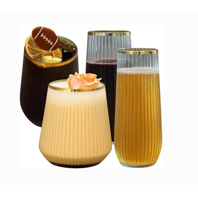 48 Pack Ribbed Origami Ripple Disposable Plastic Cups