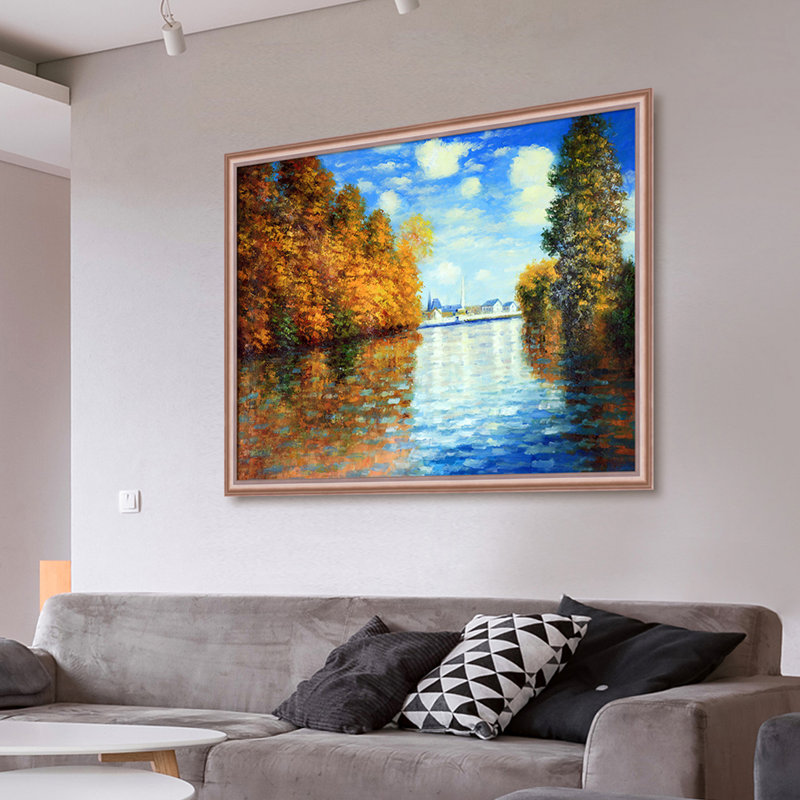 «Autumn at Argenteuil» par Claude Monet, reproduction d'art sur toile encadrée
