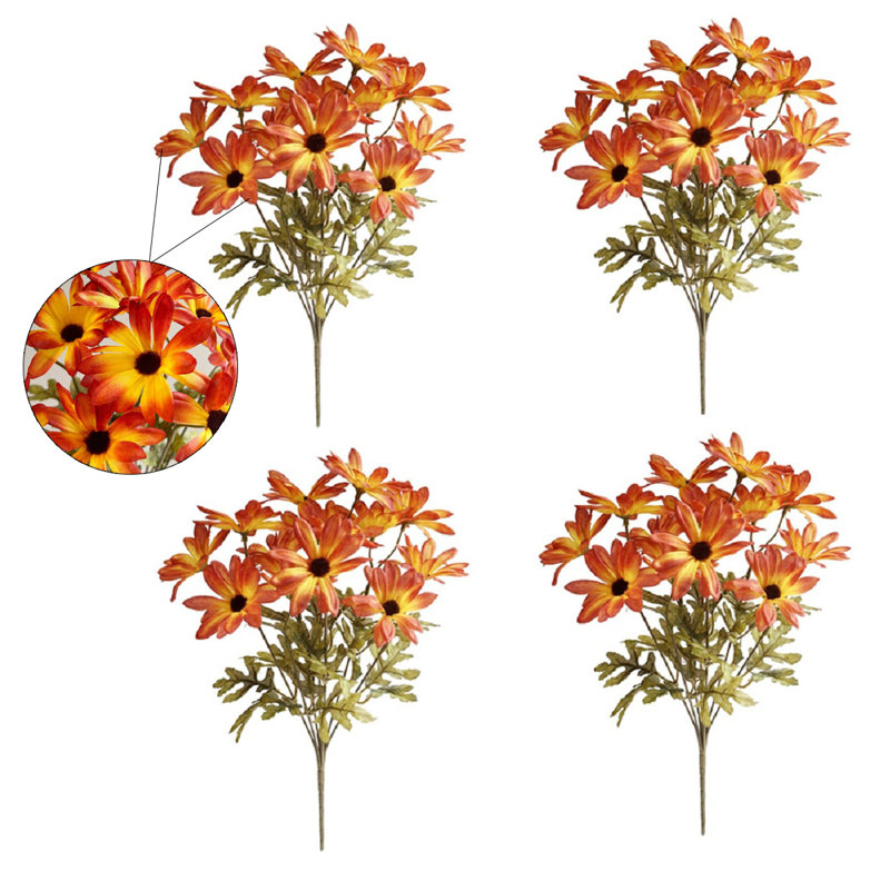 Ensemble de 4 buissons de marguerites artificielles 15,75 po, Yellow