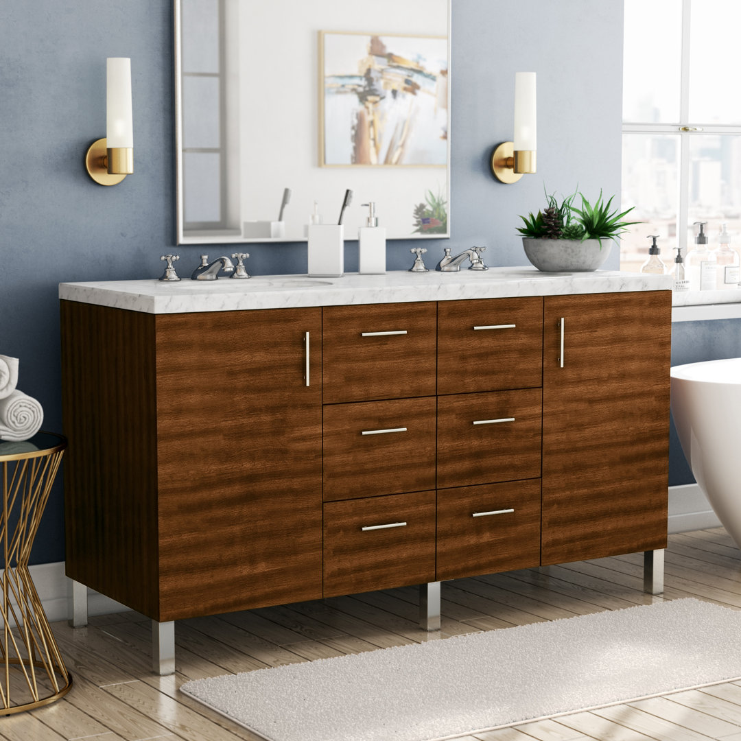 Dodie 60'' Double Bathroom Vanity with Engineered Quartz Top Ivy Bronx Base 