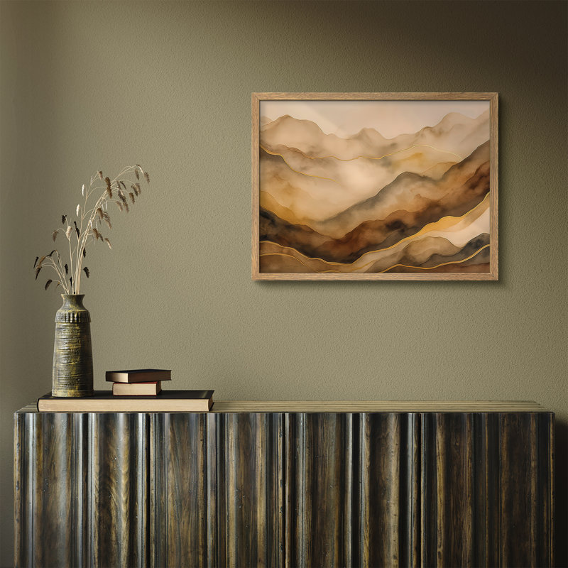 Reproduction d'art encadrée abstraite pour décoration intérieure moderne - 11 po x 14 po, H 11 po x l 14 po, Naturel