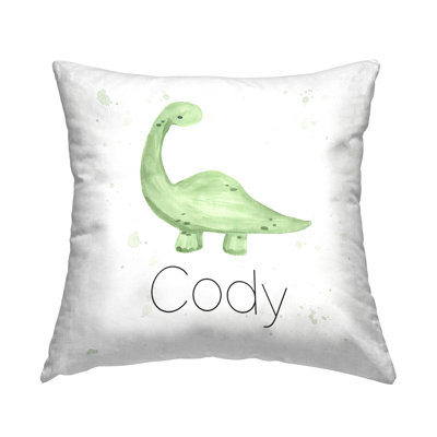 Modern Subtle Dinosaur Personalized Printed Throw Pillow by Lucille Price