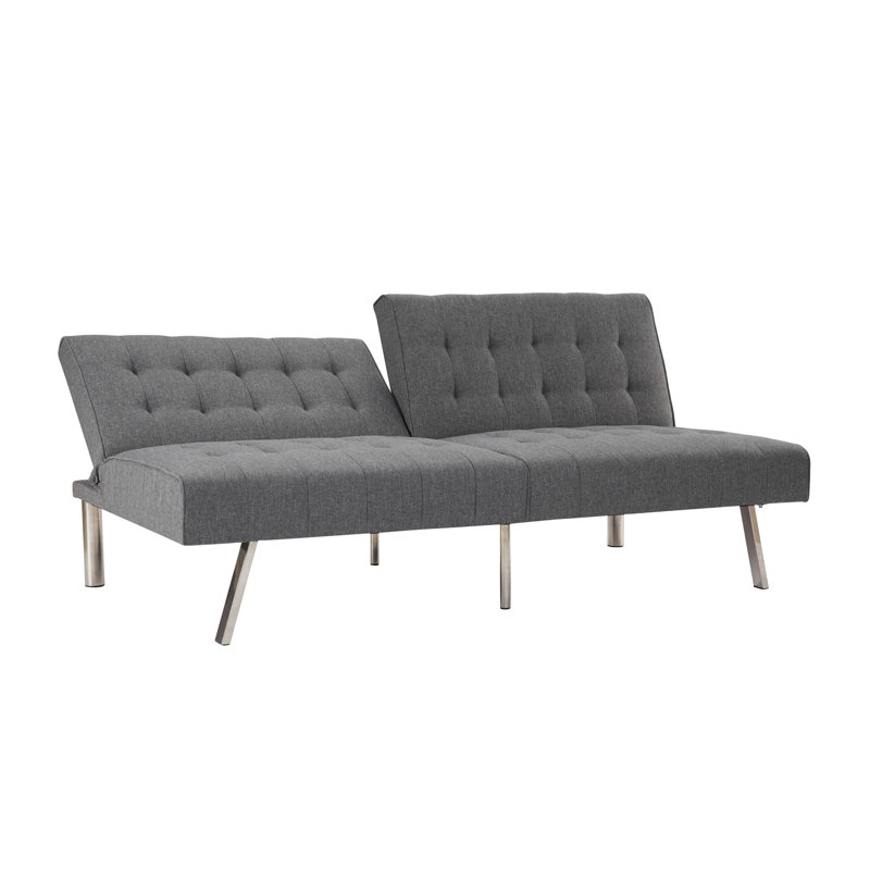 Dacy Twin 68.5'' Upholstered Convertible Sofa, Gray 100% Linen