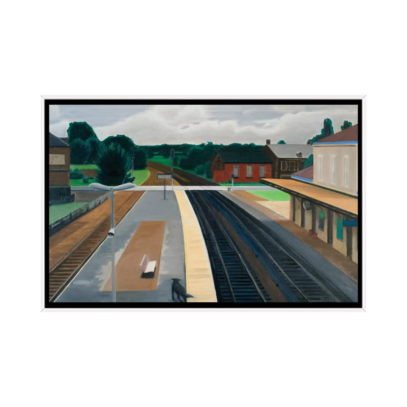 Train Station In Normandy by Nick Savides - Print on Canvas, 66.04 cm H x 45.72 cm W, White Framed