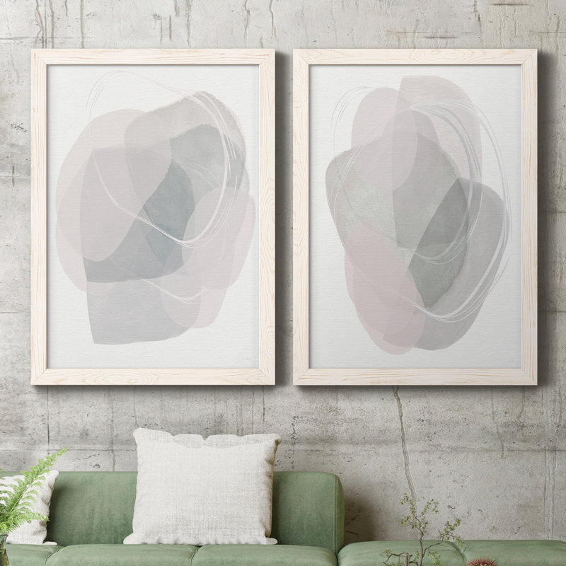 River Jewels I - ensemble de 2 peintures sur toile encadrées, Cadre blanc, H 20 po x l 34 po x P 1,5 po
