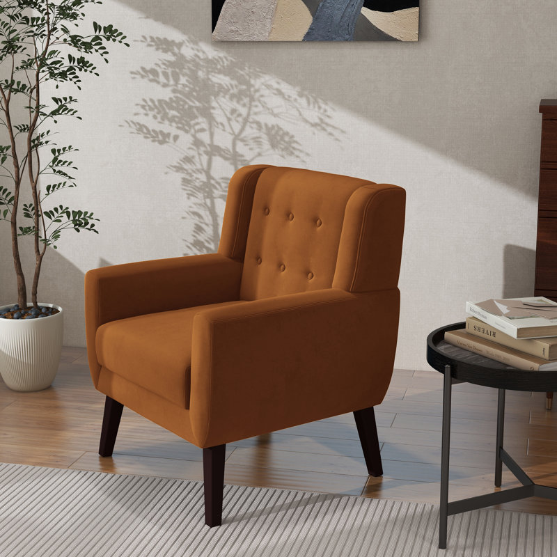 Jaqueze 73.4 Cm Wide Tufted Armchair, Orange Velvet