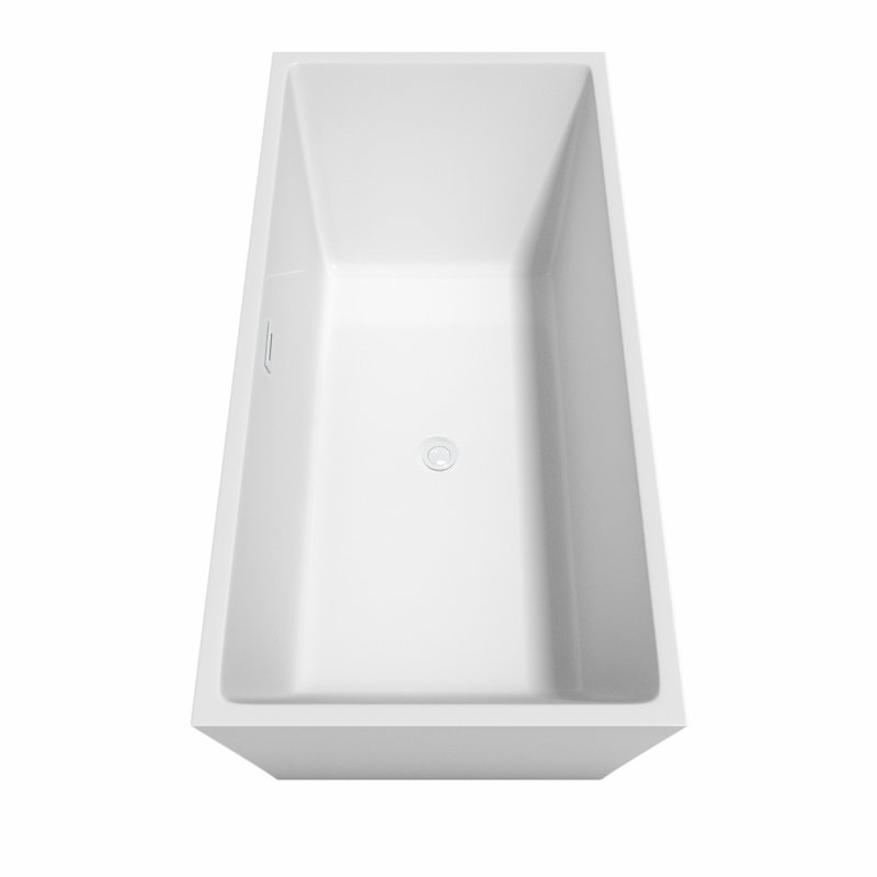 Sara 67'' x 32'' Soaking Acrylic Bathtub, Shiny White