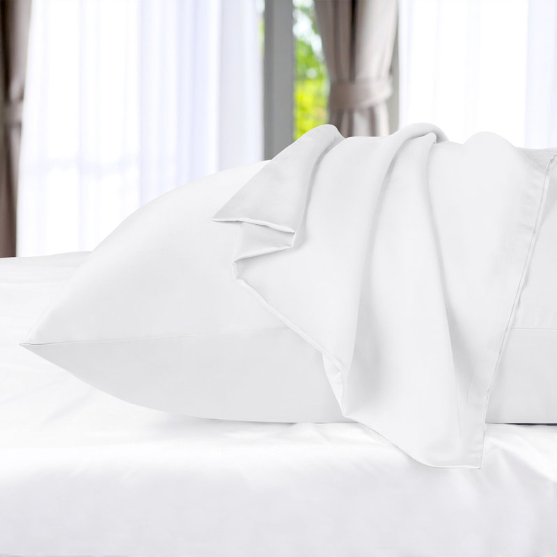 300 Thread Count 100% Rayon From Bamboo Solid Pillowcase Set, King, White