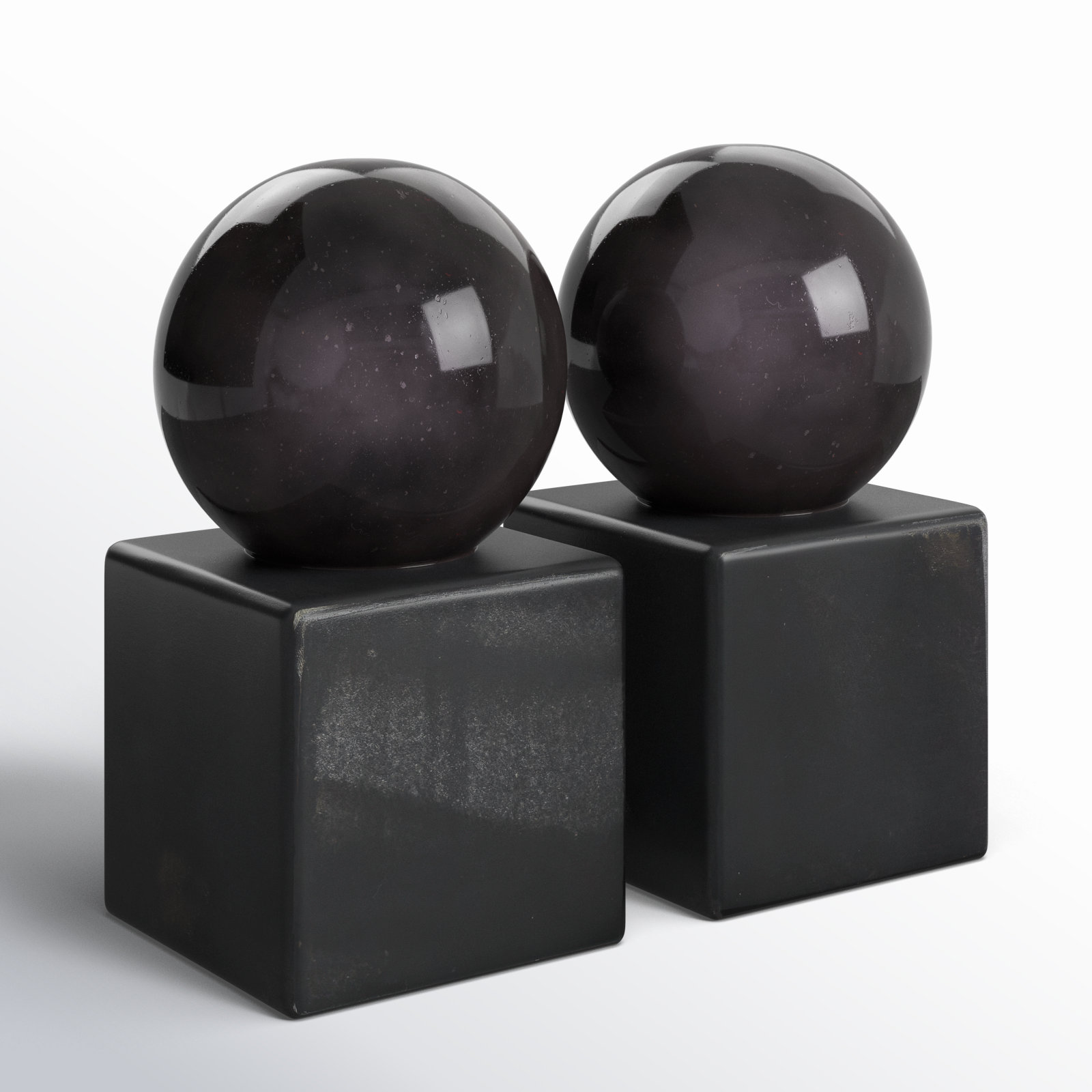 Non-skid Bookends, 7.05" H x 3.80" W x 3.80" D, Black