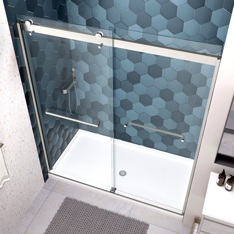 Porte de douche à dérivation, porte coulissante, avec verre trempé 5/16 po