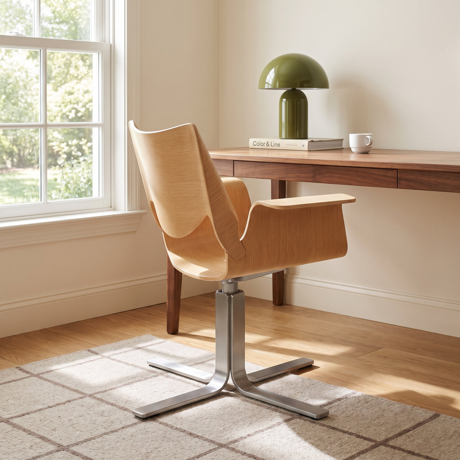 Buttercup Office Chair, White Oak/Stainless Steel