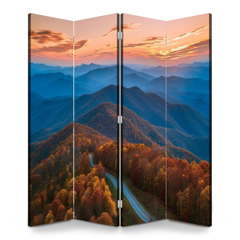 Paravent 4 panneaux à cloisons pliantes Royal Blue Ridge Mountains Sunset North Georgia, 4, H 71 po x l 64 po x P 1 po