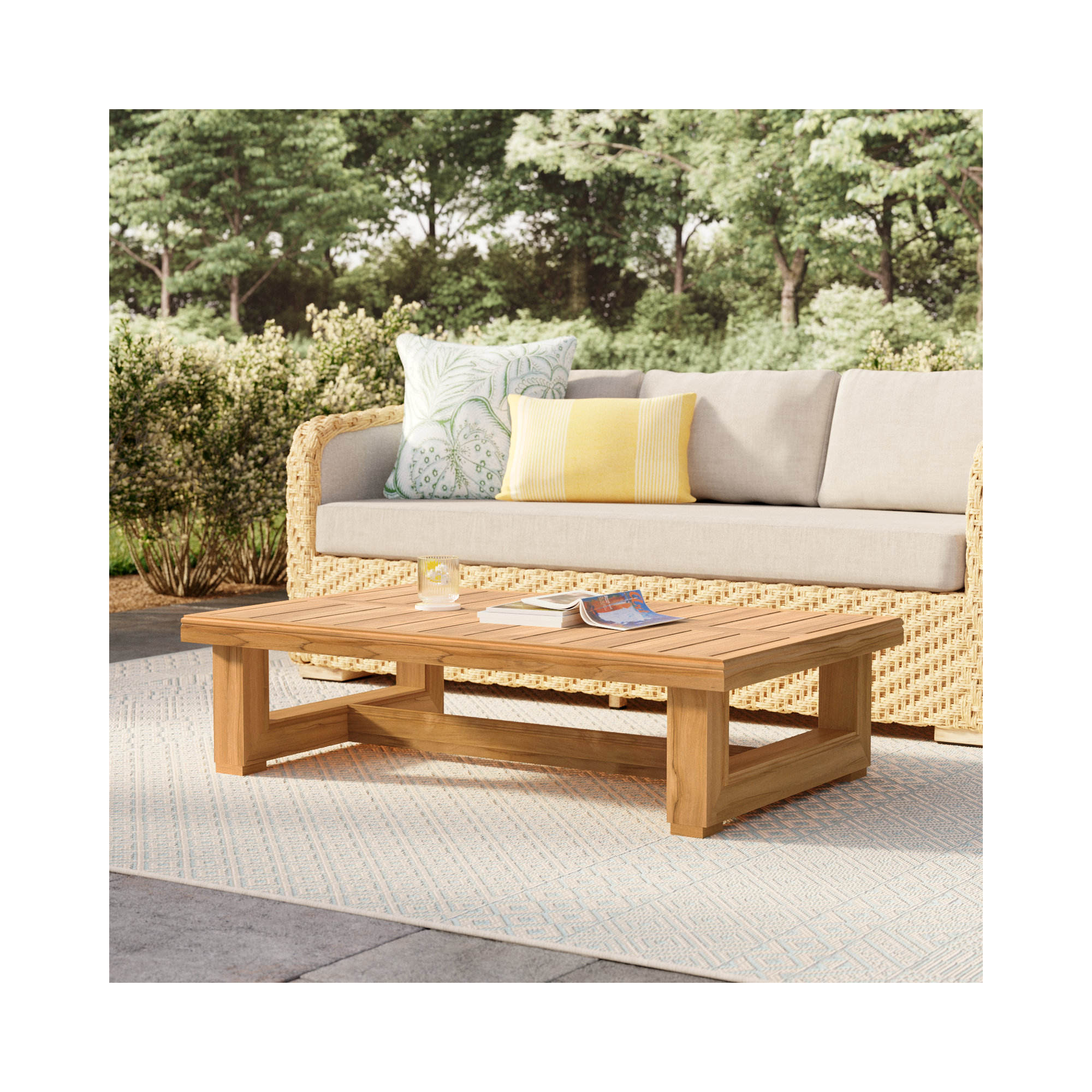 Melrose Solid Wood Rectangular Outdoor Coffee Table