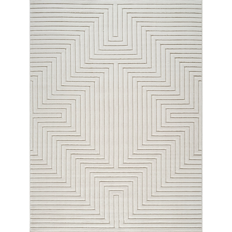 Sumya In- & Outdoor Scandi Modern White Area Rug