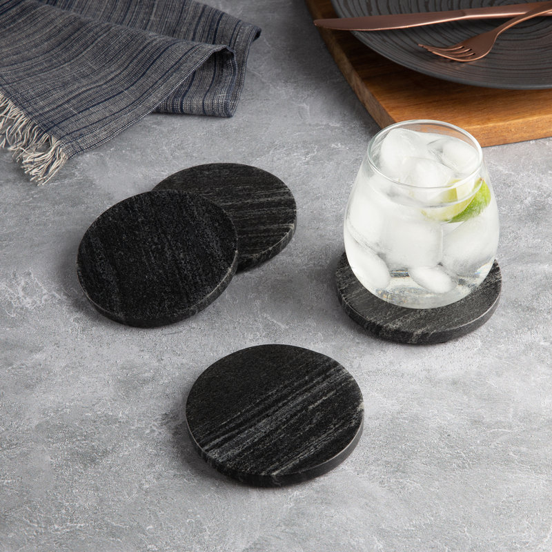 Marble Round 4 Piece Coaster Set