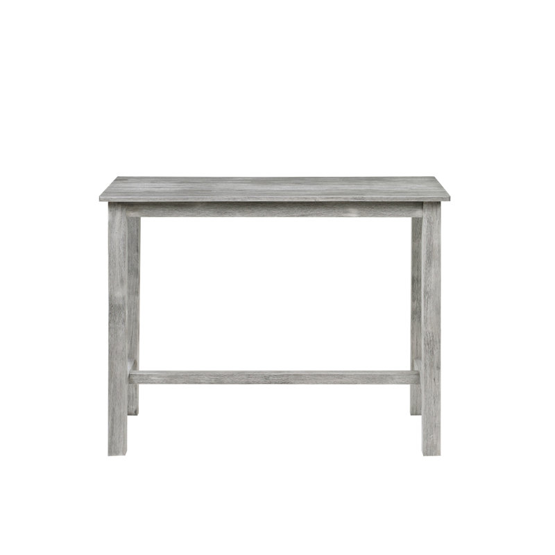 Table de salle à manger en bois massif d'hévéa à hauteur de comptoir Lorraine, Gris tempête métallique