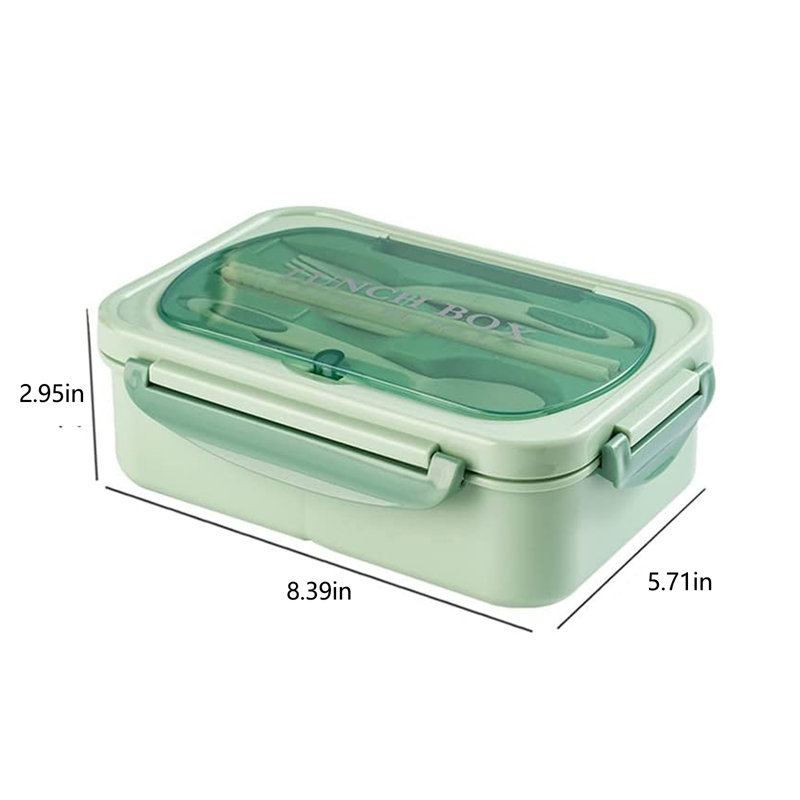 3 Compartment Lunch Containers Bento Box, Green