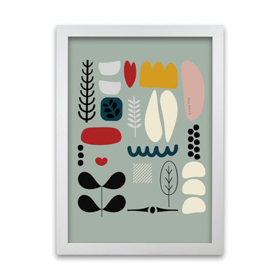 Scandinavian Shapes On Blue Original - Single Picture Frame Print on Canvas