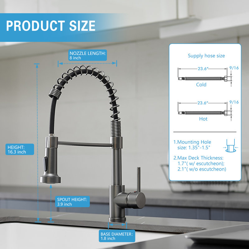 FLG Pull Down Kitchen Faucet, Gray