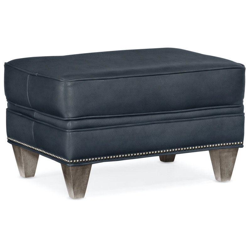 Reddish Ottoman, Gunmetal, Stone, Aline Fumo Genuine Leather