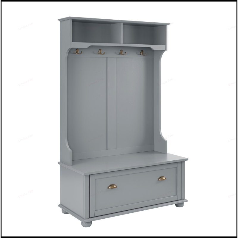 Portemanteau polyvalent avec de multiples options de rangement pour des entrées organisées et élégantes, alliant fonctionnalité et élégance.