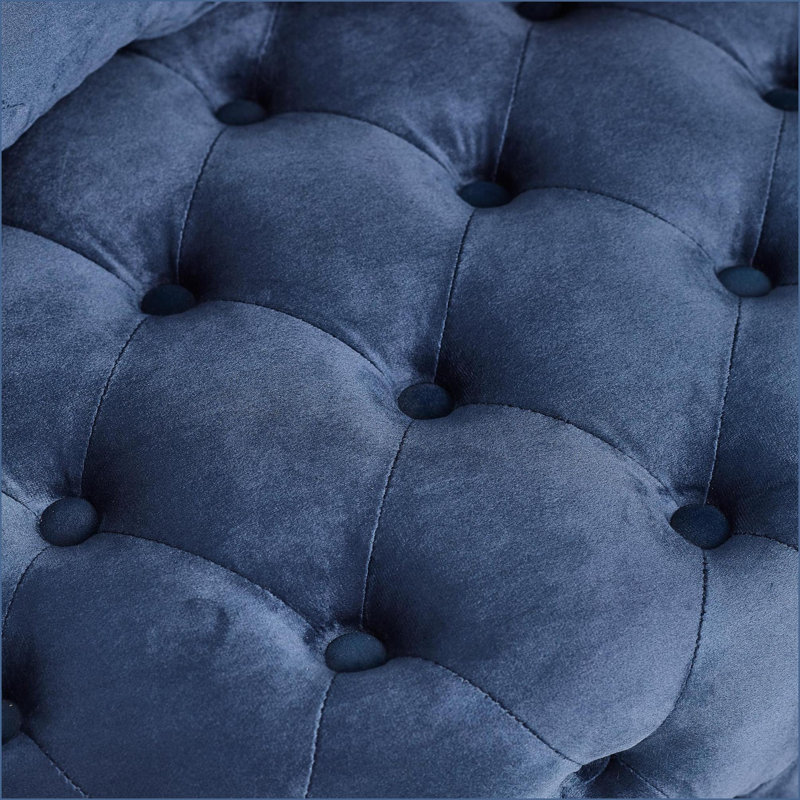 Velvet Swivel Accent Chair for Living Room - Button Tufted with Wheels &amp; 3 Pillows | Blue | Foam, Blue Velvet
