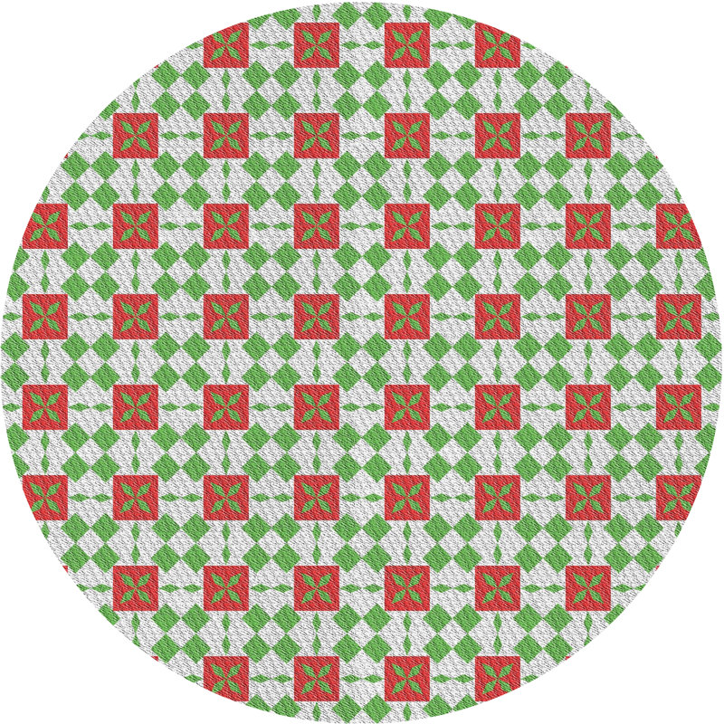 Tapis brun/vert tissé à la machine, Rond 3 pi