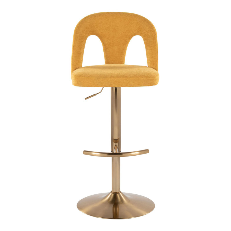 Tabouret de bar réglable, Doré, Jaune