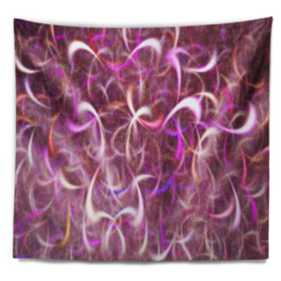 Tapisserie abstraite à motif fractal aquarelle rose