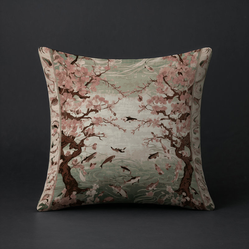 Coussin décoratif intérieur / extérieur gris Modern Modern, Carré 16 po, Gris / rose / floral brun