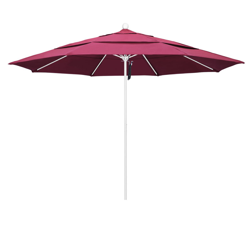 Parasol de marché 11 pi Silva, Toile Sunbrella® rose vif, Pierre noire