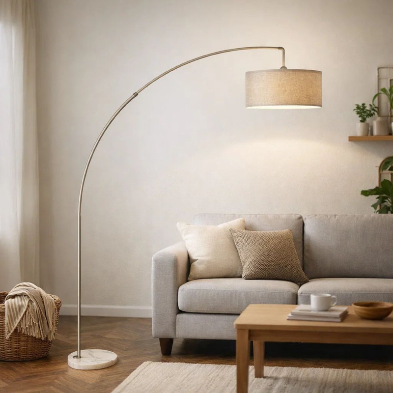 Lampe sur pied Accent, 78 po, abat-jour tambour blanc, base en marbre