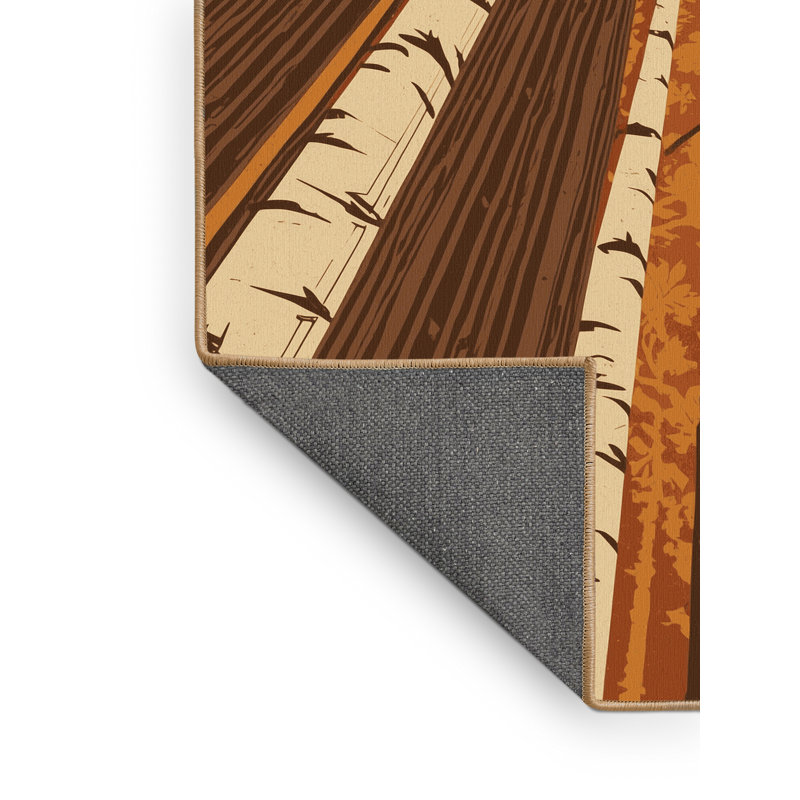 Tapis brun doux et moelleux au look rustique moderne Olivet - reliure brun clair, 7 x 9