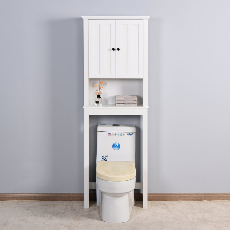 Bathroom Shelf Over Toilet - Elegant, Adjustable Shelf, White, 23.39x7.77x68.34 Inch Storage Unit ,