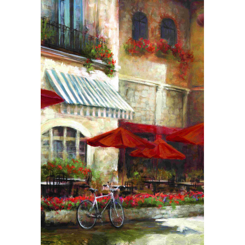 Peinture sur toile tendue avec parapluie, H 18 po x l 12 po