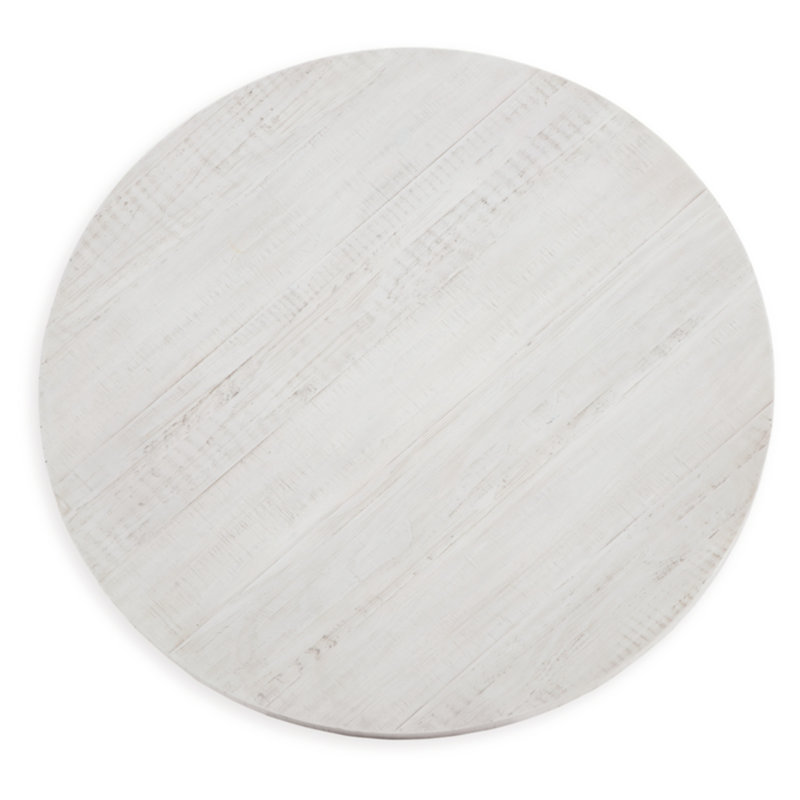 Off-White Round Wood Lift-Top Coffee Table