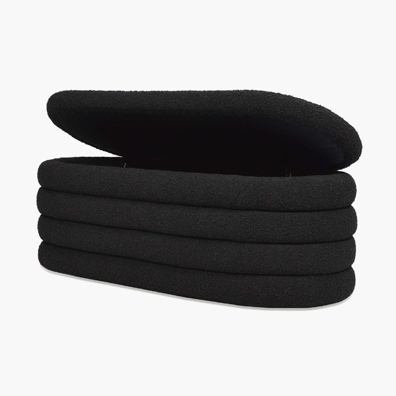 Banc de rangement à couvercle rabattable rembourré, Black