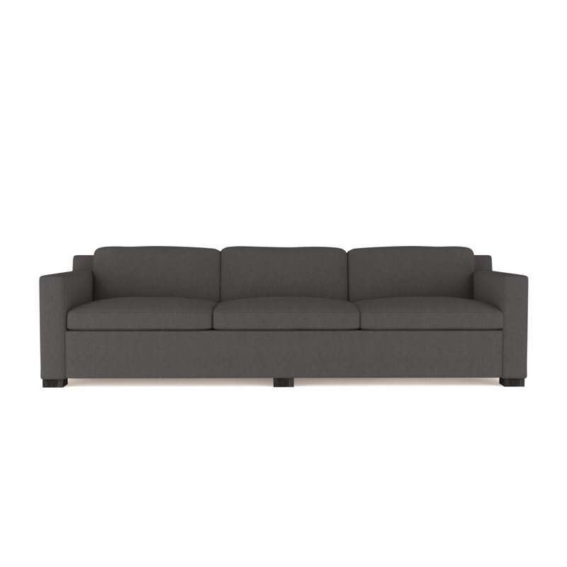 Mercer Track-Arm Extra Long Sofa, 33.5" H x 120" W x 39" D, Box Weave Linen Graphite, Ebony