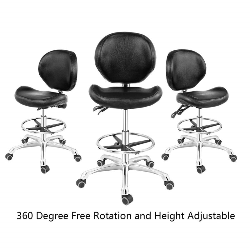 Emmetta Backed Adjustable Height Ergonomic Industrial Stool